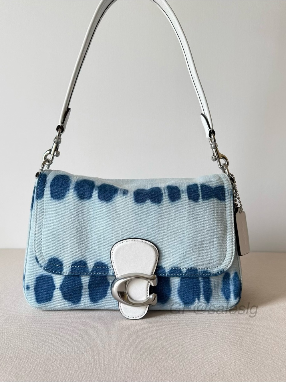 NWT Coach Soft Tabby Shoulder Bag Tie-Dye Silver Denim Blue CU073